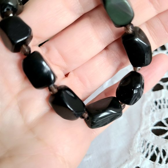 Dark green stones handmade necklace/choker - Picture 4 of 6